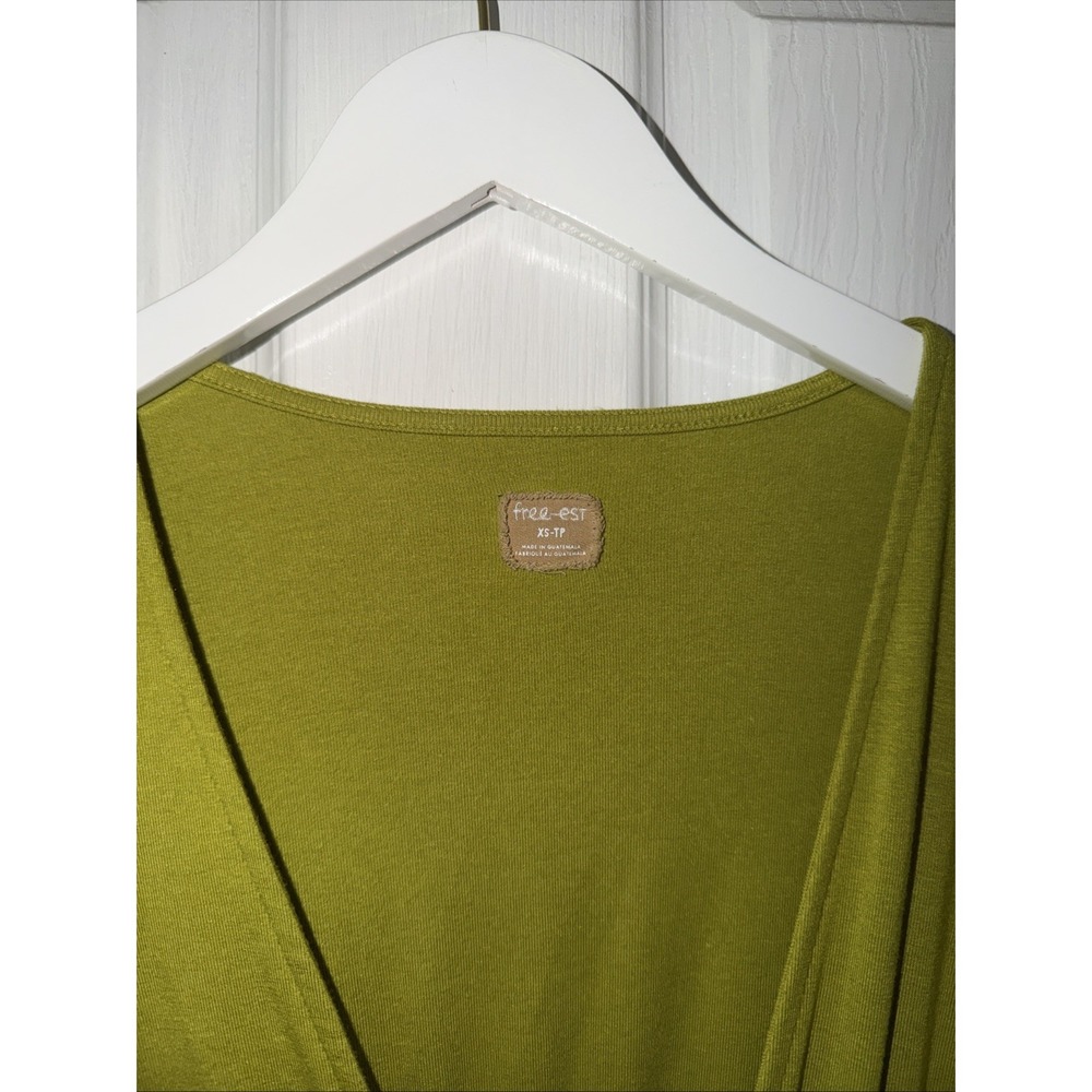 Free People EST Good Feels Long-Sleeve Plunge Mini Dress Sz XS Boho Flare Sleeve - Picture 3 of 8